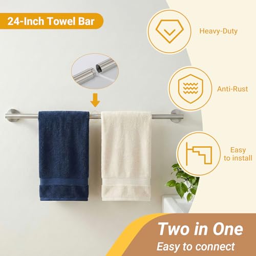 5 Piece Bathroom Towel Bar Set - SUS304 Stainless Steel Brushed Nickel Bath Towel Holder, 16 Inch Towel Racks for Bathroom Wall Mounted, Bathroom Hardware Accessories Set - color: C-24 Brushed Nickel