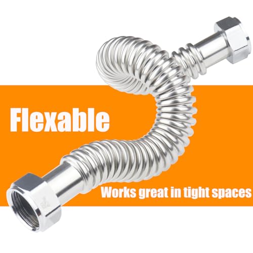 WHK 24-Inch Water Heater 1" FIP Flexible Hose Connector,2 Pack