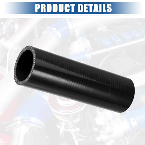 uxcell 1.5" ID 6" Length 4-Ply Reinforced High Temp Straight Coupler Silicone Reducer Hose Black for Car Intercooler Intake Piping - size: 1.5" ID