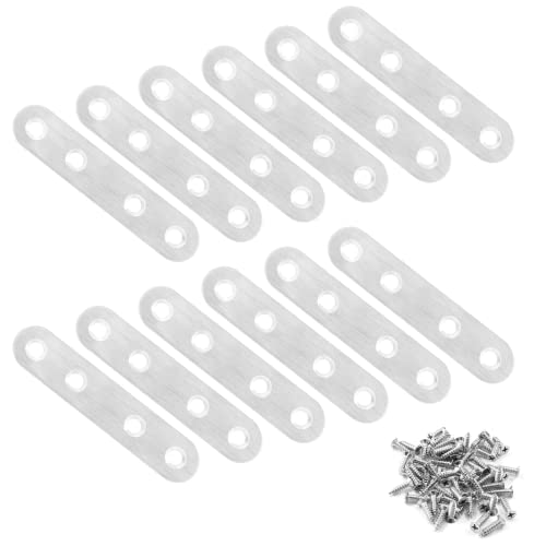 Jiozermi 12 Pcs Straight Brace, 3" x 0.7", Stainless Steel Silver - size: Silver, 3” x 0.7”, 12 Pcs