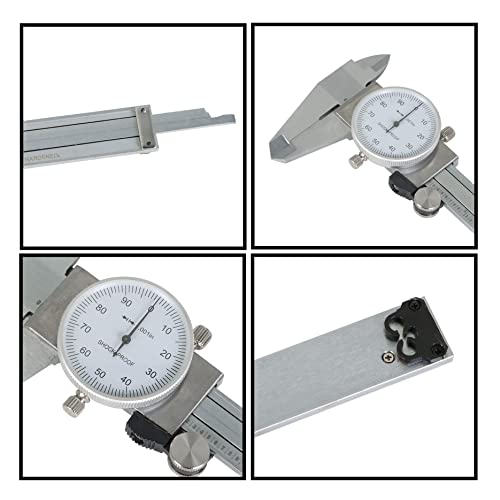 Stainless Steel 6-Inch Dial Caliper - Measuring Range 0-6 Inch for Internal and External Dimensions and Depth - Easy to Use Tool With Suitcase
