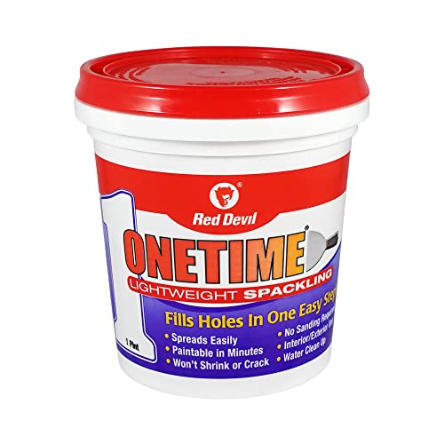 Red Devil 0548 ONETIME Lightweight Spackle Wall Repair, Spackling for Holes Drywall, 1 Pint, White, Made in USA - size: Pack of 1, style: 1 Pint