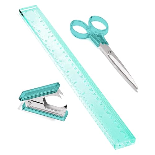OfficeGoods 3-Piece Acrylic Desk Set, Green with Silver Metal - color: Green