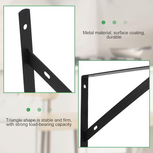 8 Pcs Heavy Duty Shelf Brackets, Floating Metal Shelf Brackets, Metal Wall Mount L Shaped Shelves Support Angle Brackets for Heavy Duty Floating Shelves Shelf Brackets (9.84 x6.29 inch) - size: 9.84 x 6.29 inch Black