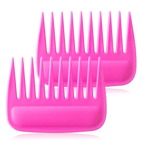 SIMPOR 2 Pack Pink Wide Tooth Comb for Curl and Wig, Wig Comb for Synthetic - color: Pink-2pcs