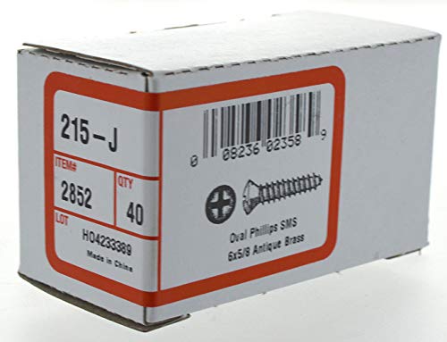 Hillman Sheet Metal Screws, #6 x 5/8in, 40 Pack, Antique Brass