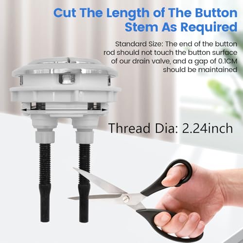 T Tulead Toilet Flush Valve 2.5", Fill Valve 1/2", Push Button 2.24" Dia - size: Small