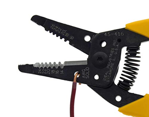IDEAL Electrical 45-416 Premium Reflex T-6 Stripper - 14-26 AWG, Wire Stripper with Thumb Rest, Plier Nose, Slide Lock, Textured Grips - size: 14-24 AWG Solid