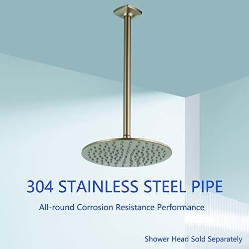 16 Inch Ceiling Mount Shower Arm and Flange, Brushed Gold,SW-91038-16BG. - color: R-angle Square Flange-16" Brushed Gold