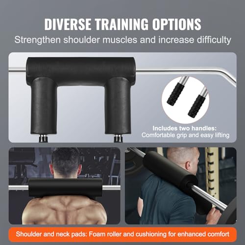 VEVOR Safety Squat Bar, 700 & 1500 LBS, Plus 500 LBS Hex Barbell Trap Bar, Ideal for Squats, Deadlifts, Lunges, Rehab - size: 1,500 Pounds