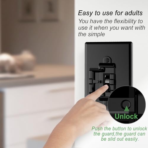 Light Switch Guard 4PK Black, Child Proof Toggle Cover, Keeps Lights ON/Off - color: Black