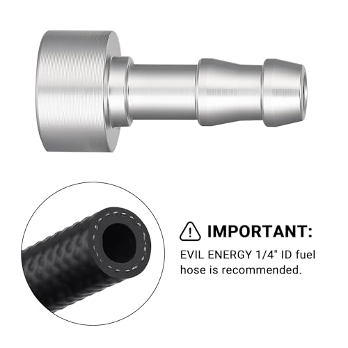 EVIL ENERGY 1/4" Weld On Hose Barb Tail Nipple On Bung Fitting Adapter Natural Aluminum 2PCS - size: 1/4 barb