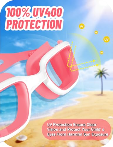 Vvinca Kids Swim Goggles, Swimming Goggles for Kids 3-14 Anti-Fog UV Protection No Leak Pool Glasses for Boys Girls - color: 07 - Red & White
