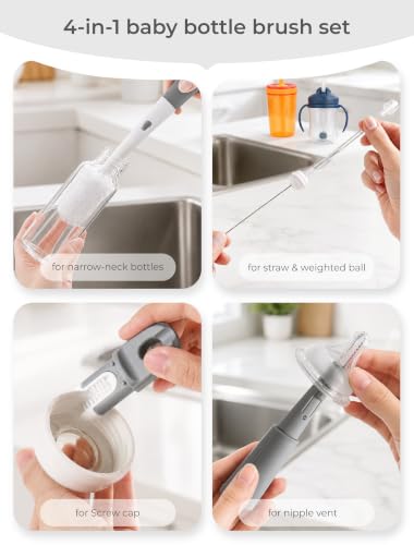 Termichy Baby Bottle Brush Set: 2 Pack Kit 360° Clean All Feeding Essential