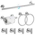 TQKAG 8-Pieces Bathroom Hardware Set Brushed Nickel SUS304 Stainless Steel Bath Towel Bar Set 23.6 Inch Round Bathroom Accessories Kit Wall Mounted - color: Brushed Nickel, size: 8-Pieces Set