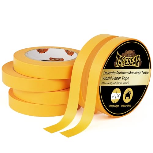 TAPEBEAR Delicate Surface Masking Tape 0.7" x 60Yard Washi Tape - color: Orange, size: 0.7" x 60Yard