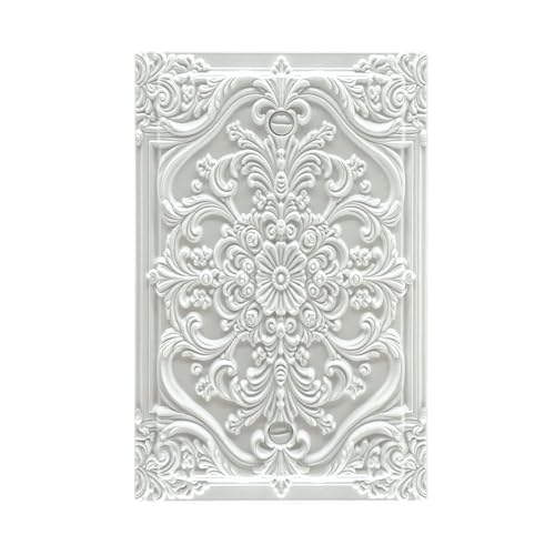 Decorative Light Switch Plate Covers White Flower Elegant 3D Floral Embossed 1 Gang No Device Single Blank Outlet Covers Wall Plate Light Switch Cover Plate for Bedroom Home Decor - color: White, size: No Blank 1-Gang/ 5 x 3 IN