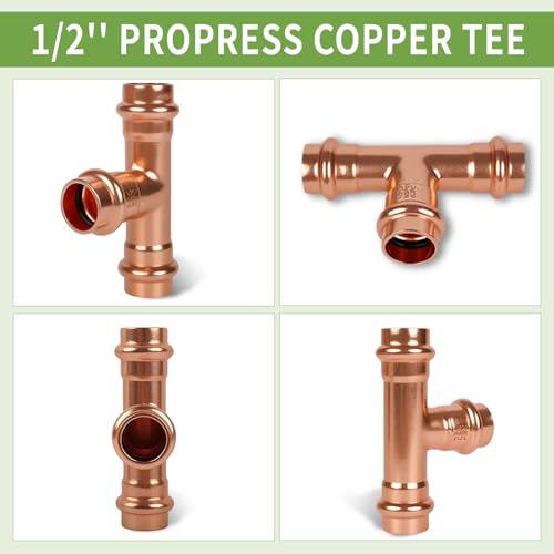 3/4 Inch Copper Press Tee – PxPxP 3-Way Pipe Fitting, 3/4'' Press Fittings Compatible, Lead-Free Copper Plumbing Fittings for Potable Water – 10 Pack - size: 3/4" copper press tee-10P