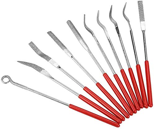 10Pcs Mini Diamond Needle File Set Jewelers Hand Files Tool Kit for Metal Ceramic Stone Jewelry Rough Carving Glass Filing, 140mm/5.1" Length - size: 3*140mm(A)