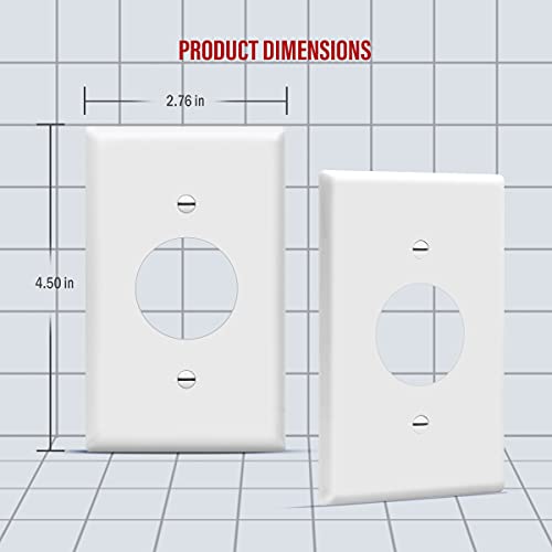 ENERLITES 1.406" Hole Single Receptacle Outlet Wall Plate, Size 1-Gang 4.50" x 2.76", Polycarbonate Thermoplastic, 8851-W, White - color: White, size: Standard Size