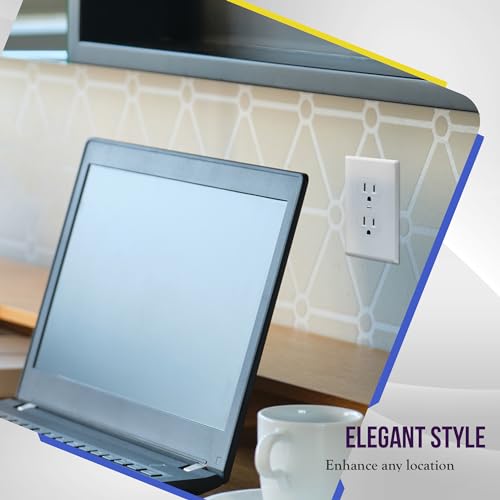 ENERLITES Duplex Receptacle Outlet Wall Plate, Size 1-Gang 4.50" x 2.76", Unbreakable Polycarbonate Thermoplastic, 8821-W, White - color: White, size: Standard Size