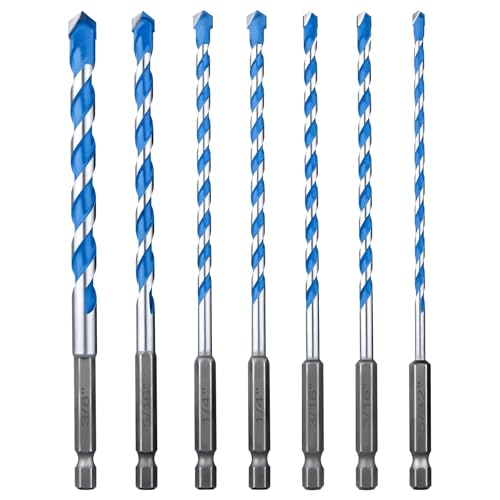 Concrete Drill Bit Set 7 Pcs (5/32"-3/8"), Masonry Drill Bits