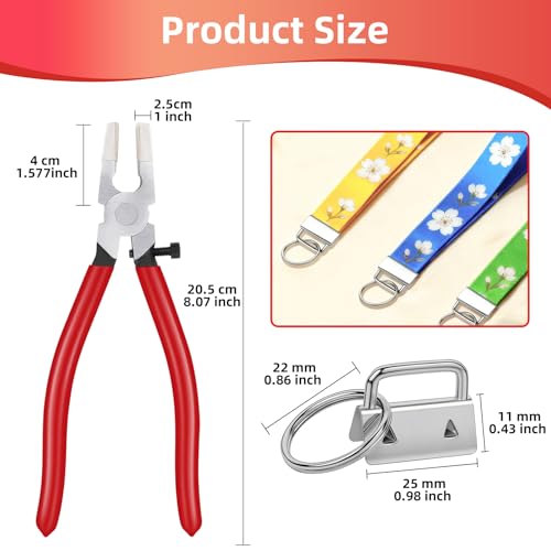 40 Sets Key Fob Hardware, 1 Inch Keychain Hardware with Glass Running Pliers for Key Chain, Lanyard & Wristlet Making Supplies (4 Colors)