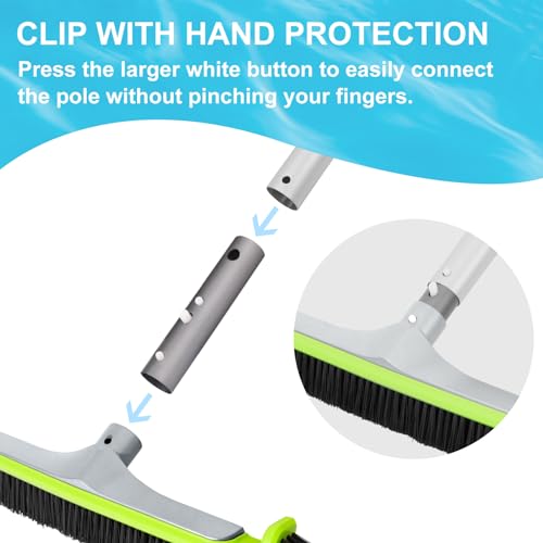 Sepetrel Pool Brush Head for Cleaning Pool Walls,Heavy Duty Inground/Above Ground Aluminum Swimming Pool Scrub Brushes with Curved Ends - size: 17.5" Upgraded