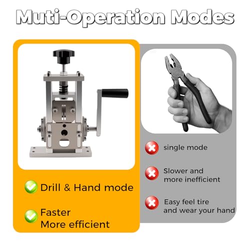 Drill & Hand Crank Wire Stripper Machine for Copper Cable Recycling | Scrapping Copper Wire Peeler for 0.06''-1'', Easy Wire Stripping for Recycling & DIY