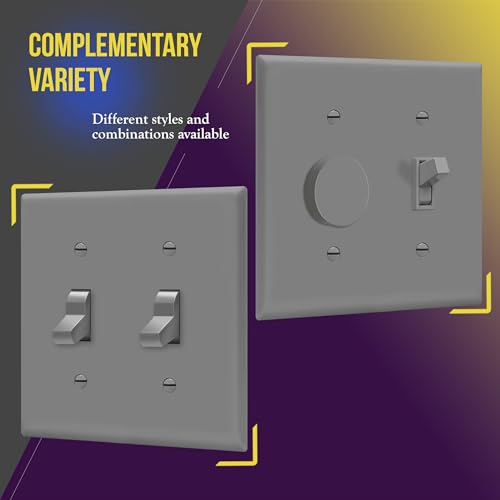 ENERLITES 10 Pack Double Toggle Light Switch Cover Plate, 2-Gang, Gray - color: Gray, size: 2 Gang