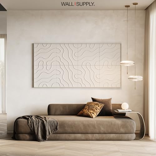 Wall!Supply 3D Flow Line Wall Panels, 12-Pack, White - color: White, style: Flow Line