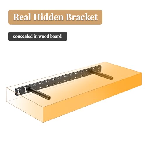 2pcs Floating Shelf Bracket Heavy Duty Hidden Metal Brackets for Shelf,Invisible Shelves Hardware Without Jig (22" x 8" x 1.5" Without Tools) - size: 22" x 8" x 1.5"