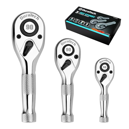 DURATECH 3-Piece Stubby Ratchet Wrench Set, 90-Tooth, 1/4", 3/8", 1/2"drive - style: 1/4" & 3/8" & 1/2" Ratchet Set (3-Piece)