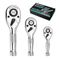 DURATECH 3-Piece Stubby Ratchet Wrench Set, 90-Tooth, 1/4", 3/8", 1/2"drive - style: 1/4" & 3/8" & 1/2" Ratchet Set (3-Piece)