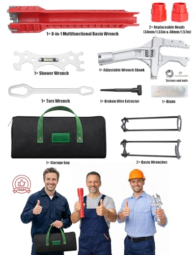 Basin Wrench Set – Ultimate, Heavy-Duty Plumbing Tool Kit for Tight Spaces, Unmatched Precision for DIY, Homeowners & Pros, Rust-Resistant, Effortless & Revolutionary Sink, Faucet & Bathroom Repairs