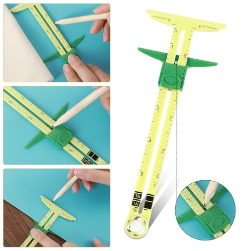 Sewing Gauge Measuring Tool Set 5-in-1 Sliding Gauge Sewing Ruler Tool, Seam Gauge for Sewing Fabric Quilting Ruler Hem Gauge with Sliding Marker for Knitting Crafting Beginner Supplies