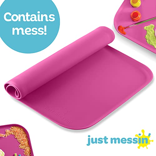 Just Messin’ Silicone Arts and Crafts Mat for Kids, 16" x 26", Pink - color: Pink, size: 16" x 26"