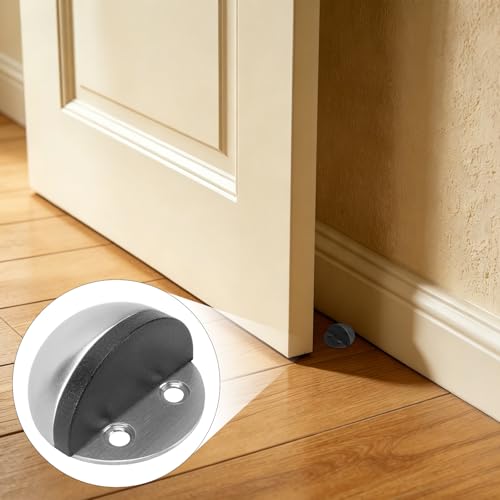 12 Pcs 1.8 x 1.1 in Floor Door Stopper,Brushed Stainless Steel Dome,Silver