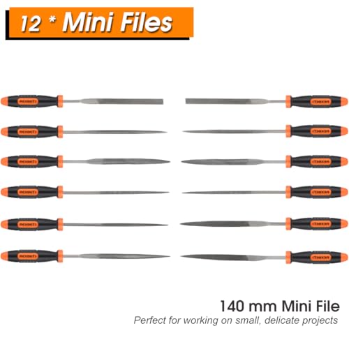 REXBETI 25Pcs Metal File Set, Tool Sharpening, Woodworking, Finishing File | 4 Large Flat/Triangle/Half-Round/Round File, 12 Needle Files, Working with Wood, Metal, Glass, Tile, Leather, Plastic, T12 - style: 25PCS