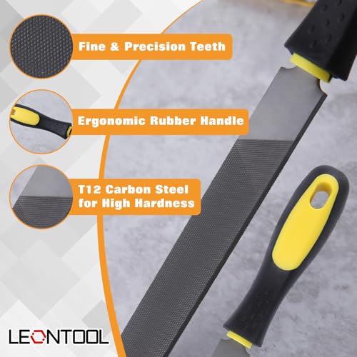3 PCS 8" Wood Rasp File Set, Includes Round, Half-Round, Flat Rasp. T12 Carbon Steel Metal Hand File Set with Rubber Grip for Woodworking, Plastic, and Soft Metal