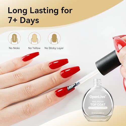 OpenLive 16.5ml Top Coat Clear Nail Polish Nail Polish High Shine - color: Top Coat