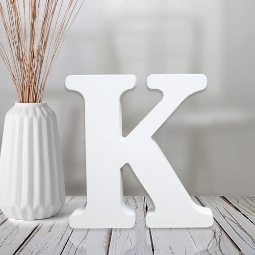 AOCEAN 4 Inch White Wood Letters Unfinished Wood Letter for Wall Decor Decorative Standing Letters Slices Sign Board Decoration for Craft Home Party Projects (K) - style: K