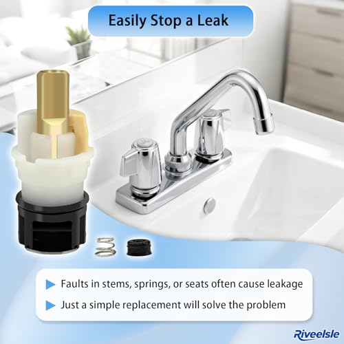 Upgraded RP25513 Faucet Stem Assembly Kit for Delta Two Handle Faucet | With RP24096 Cartridge RP4993 Seat and Spring RP24097 1/4 Turn Stop, 2 Pack