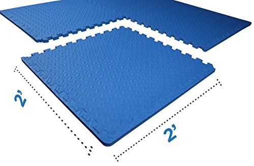 BalanceFrom Puzzle Exercise Mat 3/4" Thick, EVA Foam Floor, 4-Pack - color: Blue, style: 3/4" Thick, 96 Square Feet