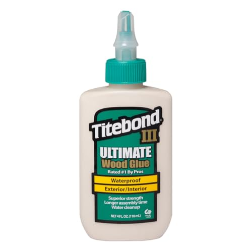 Titebond III Ultimate Wood Glue 4 Oz. (12 Pack) – Premium Professional Woodworking Adhesive, Waterproof, Strong Initial Tack, Interior/Exterior Use, Easy Water Cleanup – 1412 - size: 4 Fluid Ounce (12 Pack)