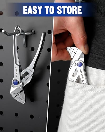 WORKPRO Mini Pliers Wrench, 4-Inch Wrench Pliers with Smooth Parallel Jaws - color: Silver