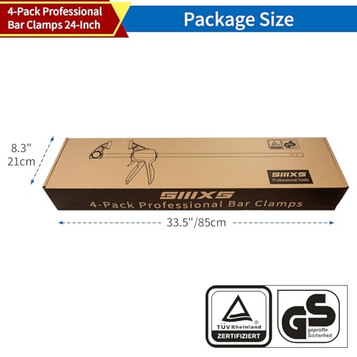 4-Pack 24" Bar Clamps for Woodworking Set with GS Certificate - size: 24''