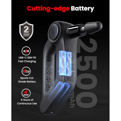 BOB AND BRAD D5 Ultra Heated Massage Gun with Red Light & Infrared Therapy, Deep Tissue Percussion Massage Gun with 13mm Amplitude, FSA-HSA Eligible, Ergonomic D-Handle for Muscle Recovery - color: Matte Black