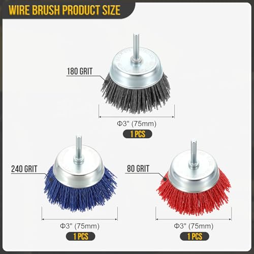 DTGN 3 Pcs Wire Cup Brush Set for Drill, 1/4 Inch Round Shank - style: Round Shank