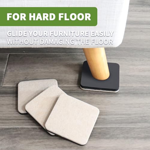 Felt Furniture Sliders for Hardwood Floors 16 PCS, 3 1/2" Beige - size: 16 PCS 3 1/2'' Beige